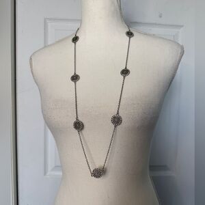 Vintage Byzantine Mediterranean Medieval Style Silver Colored Layering Necklace